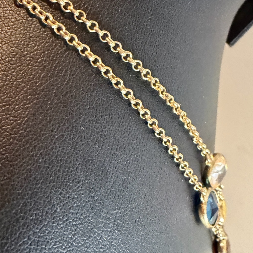 Loft Gold Tone Multi-Stone Layered Necklace – Double Strand 20” - Picture 5 of 9